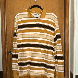 Timberland long sleeve brown striped polo size XXL